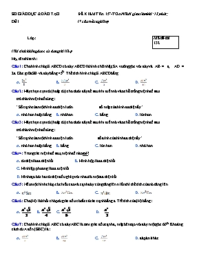 Đề kiểm tra 15 phút môn Toán - Mã đề thi 132